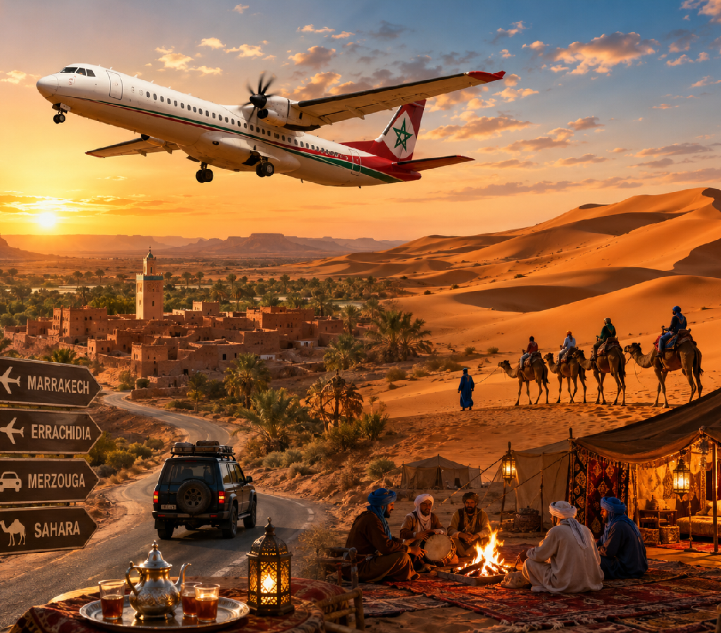 Flight from Marrakech to the Merzouga Desert